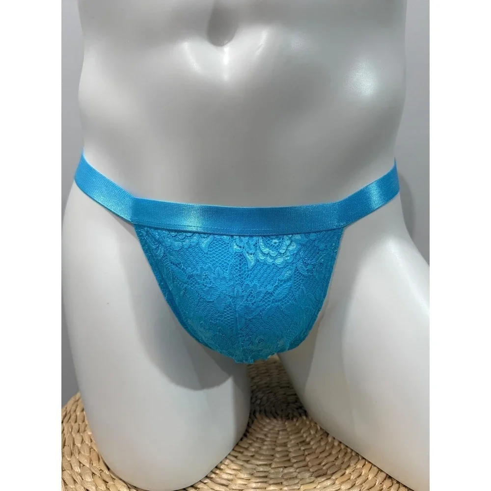 Cosabella Italian Lace Men's Thong Constance Blue Size‎ L